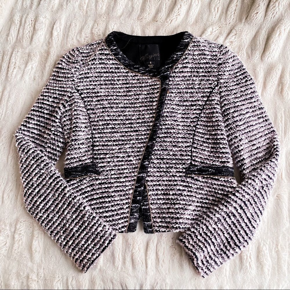 McGinn Pink Lisette Cropped Tweed Jacket Blazer